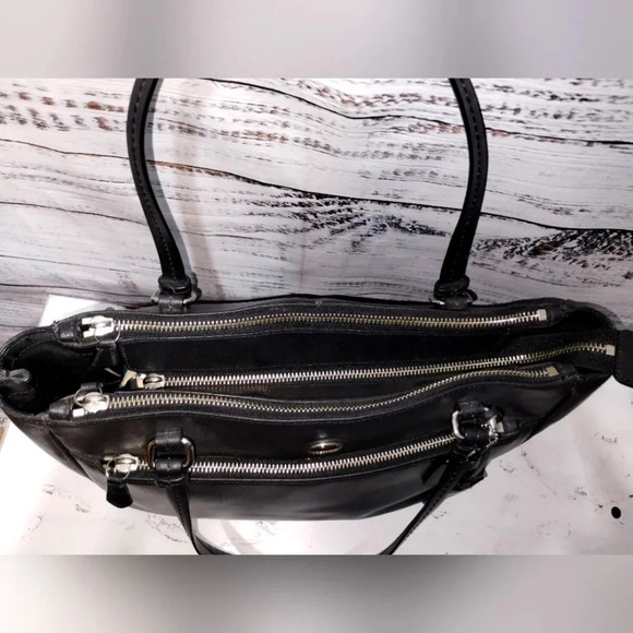 Coach Peyton Jordan Double Zip Carryall Shoulder Bag‎ in Black Leather - Picture 9 of 16